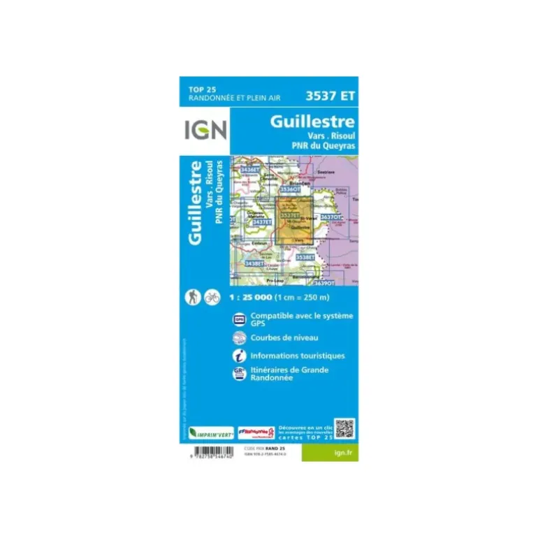 CARTE GUILLESTRE, VARS, RISOUL, PARC NATUREL RÉGIONAL DU QUEYRAS