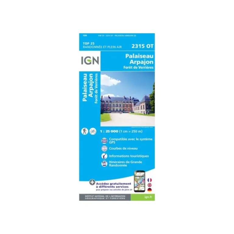 Carte IGN PALAISEAU ARPAJON FORÊT DE VERRIÈRES