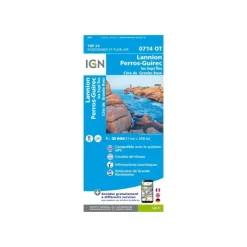 CARTE LANNION, PERROS-GUIREC, LES SEPT ÎLES, CÔTE DE GRANIT ROSE