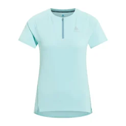 T-SHIRT COL ROND MANCHES COURTES 1/2 ZIP FEMME