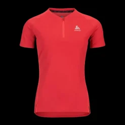 T-SHIRT COL ROND MANCHES COURTES 1/2 ZIP FEMME